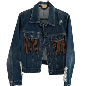 GAP fringe western denim jacket